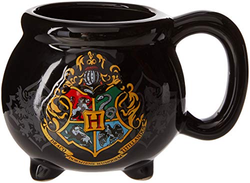Product Cover Silver Buffalo HP9895B Warner Bros Harry Potter Hogwarts School Crest Cauldron 3D Sculpted Ceramic Mug, 20-ounces, Black