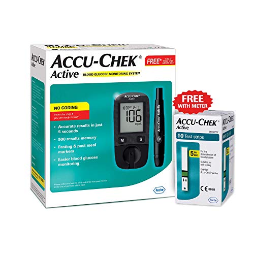 Product Cover Accu-Chek Active Blood Glucose Meter Kit (Multicolor)( Vial of 10 strips free)