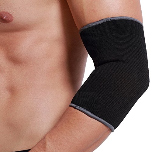 Product Cover Neotech Care Elbow Support Sleeve (1 Unit) - Elastic & Breathable Fabric - for Tendonitis, Tennis, Golf, Sports - Men, Women, Right or Left Arm - Black Color (Large Size)