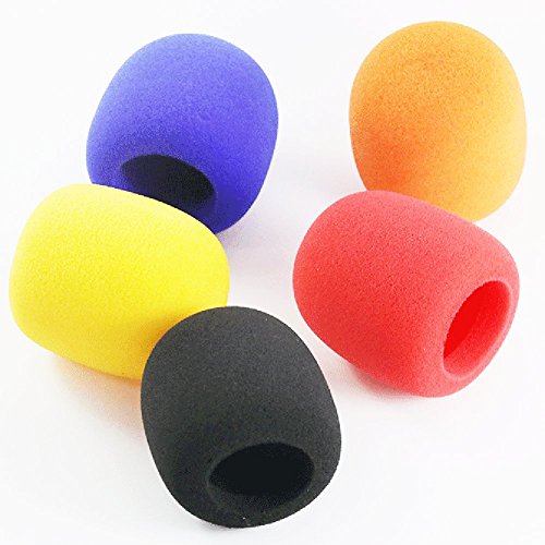 Product Cover Z ZICOME 5 Pack Foam Microphone Cover Ball Type Windscreen in Black, Blue, Orange, Yellow, Red