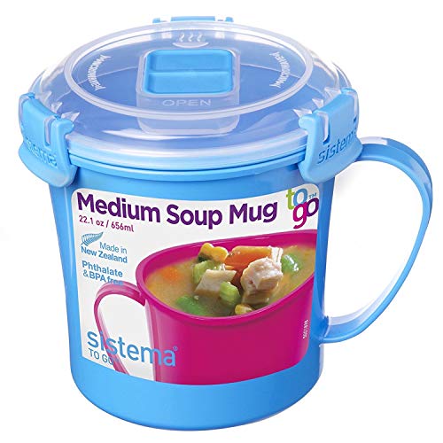 Product Cover Sistema 211072ZS Microwave Soup Mug, 2.8 Cup, Medium, Blue