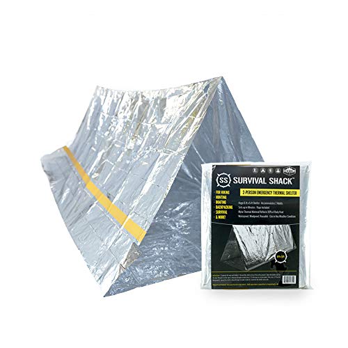 Product Cover SharpSurvival Emergency Survival Shelter Tent | 2 Person Mylar Thermal Shelter | 8' X 5' All Weather Tube Tent | Reflective Material Conserves Heat | Lightweight | Waterproof | Best Survival Gear