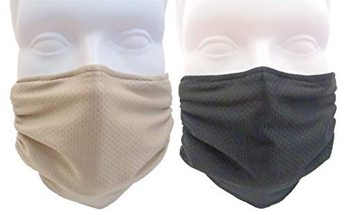 Product Cover Breathe Healthy Honeycomb Face Mask - 2 Pack Deal! - Cold & Flu Face Mask - Adjustable, Washable - Sanding & Drywall. Allergy Relief (Black & Beige)
