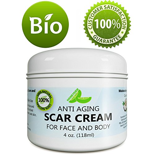 Product Cover Anti Aging Scar Cream for Face and Body - Scar Removal Cream for Old Scars New Scars & Stretchmarks - Diminish Dark Spots With Anti-aging Antioxidants Vitamin E Jojoba & Cocoa Butter - by Honeydew