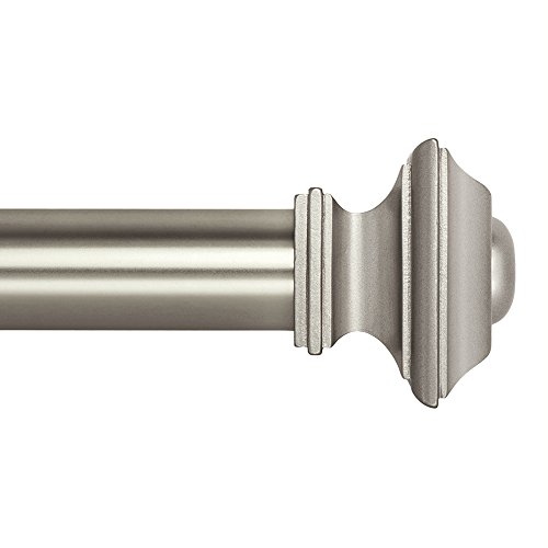 Product Cover Ivilon Drapery Treatment Window Curtain Rod - Square Design 1 1/8 Rod. 48 to 86 Inch. Satin Nickel