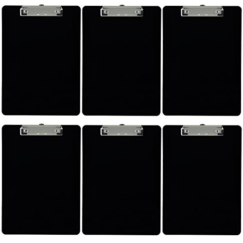 Product Cover Trade Quest Plastic Clipboard Opaque Color Letter Size Low Profile Clip (Pack of 6) (Black)
