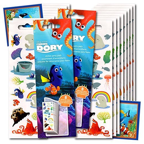 Product Cover Finding Dory Stickers Party Favors ~ Set of 2 Sticker Packs ~ 16 Sheets Over 380 Finding Dory Stickers plus Bonus Reward Stickers ~ Dory, Nemo, Marlin, Squirt the Turtle, Bailey, and more!