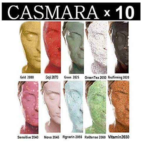 Product Cover CASMARA Facial Mask Pack of 10 Multi Set (Gold 2080, Kiwi 2060, Goji 2070, Vitamin 2030, Greentea 2050, NOVanew 2045, Reaffirming 2020, Green 2025, Sensitive 2040, RGnerin 2055)