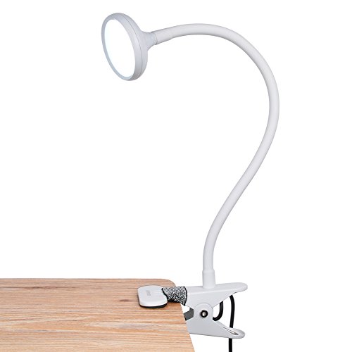 Product Cover LEPOWER LED Clip On Light, 360° Angle Changeable Gooseneck Reading Light, Brightness Changeable Clip Lamp, Perfect Desk Lamp for Reading, Studying, Working(Metal)-No AC Adapter