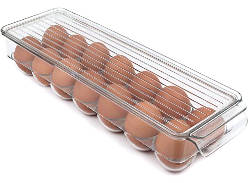 Product Cover Greenco Stackable Refrigerator Egg Storage Bin With Lid, Stores 14 Eggs, Clear