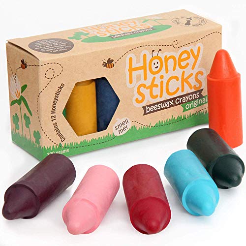 Product Cover Honeysticks 100% Pure Beeswax Crayons Natural, Safe for Toddlers, Kids and Children, Handmade in New Zealand, for 1 Year Plus (12 Pack)