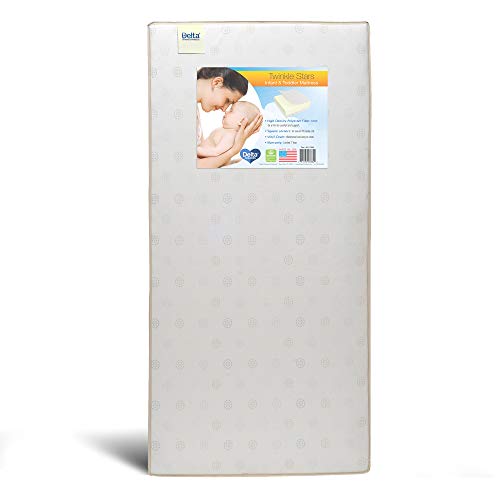 Product Cover Delta Children Twinkle Stars Fiber Core Crib and Toddler Mattress | Waterproof | Lightweight | GREENGUARD Gold Certified (Natural/Non-Toxic)