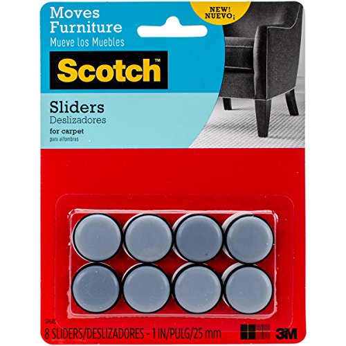 Product Cover Scotch Self-Stick Sliders, Gray/Black, 1-Inch Diameter, 8 Sliders/Pack (SP643-NA)