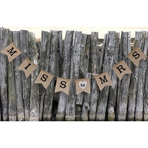 Product Cover Pixnor Miss to Mrs Natural Burlap Banner for Party Decoration