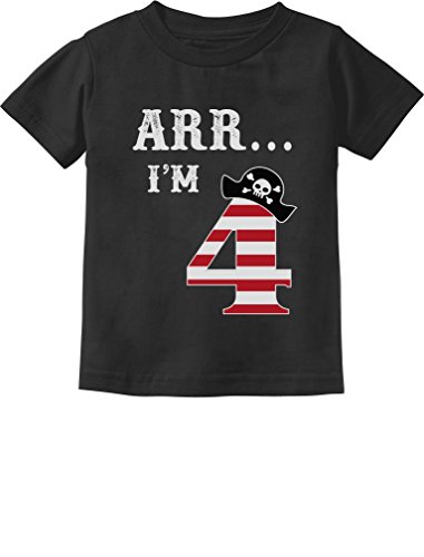 Product Cover ARR I'm 4 Pirate Birthday Party Four Years Old Toddler/Infant Kids T-Shirt 4T Black