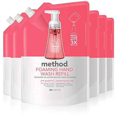 Product Cover Method Foaming Hand Soap Refill, Pink Grapefruit, 28 Fl Oz, Pack of 6