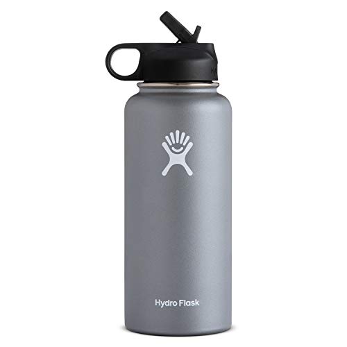 Product Cover Hydro Flask Vacuum Insulated Stainless Steel Water Bottle Wide Mouth with Straw Lid (Graphite, 40-Ounce)