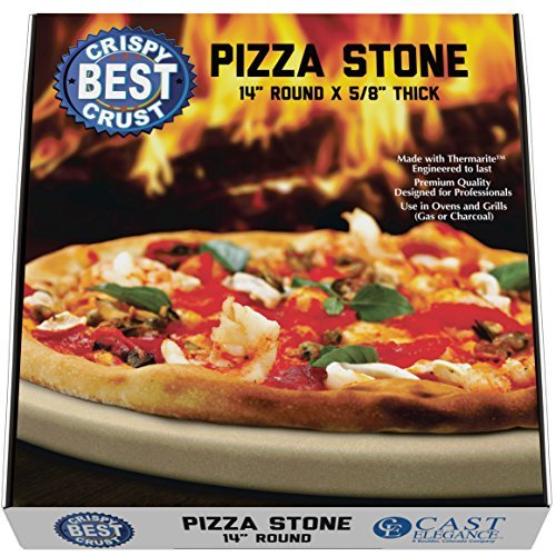 Product Cover Pizza Stone for Best Crispy Crust Pizza, Only Stoneware with Thermarite (Engineered Tuff Cordierite). Durable, Certified Safe, for Ovens & Grills. 14 Round 5/8 Thick, Bonus Recipe Ebook & Free