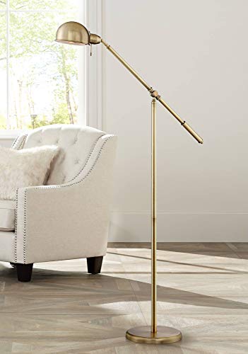 Product Cover Dawson Modern Pharmacy Floor Lamp Antique Brass Adjustable Boom Arm and Head for Living Room Reading Bedroom Office - 360 Lighting