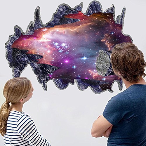 Product Cover Wall Sticker CHANS 3D Outer Space Galaxy Meteorites, Removable Vinyl Wall Art Murals,DIY Home Decals