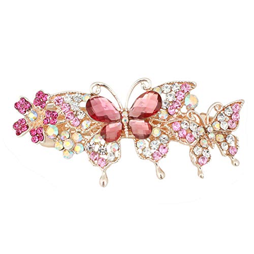Product Cover GSM Accessories Womens Rhinestone Mother Daughter Butterflies Large Size Alloy Hair Clips Barrettes HC205-Pink