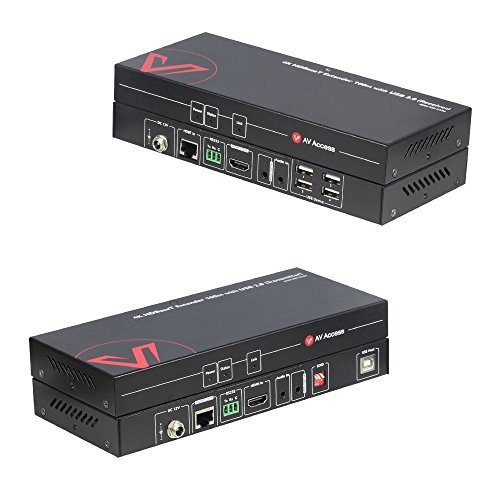 Product Cover AV Access USB 2.0 Extender over Cat5e Cat6 4 USB2.0 port At Least Two Web Camera Work Synchronous Plug and Play No Driver Mounting Ear for Windows Mac Linux Video Conference System 100m KVM Extender