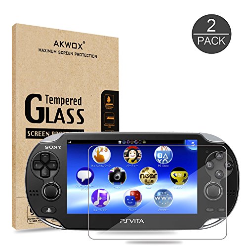 Product Cover (Pack of 2) Screen Protector For PS Vita 1000, Akwox Premium HD Clear 9H Tempered Glass Screen Protective Film For Sony PlayStation Vita PSV 1000-Max Clarity And Touch Accuracy Film