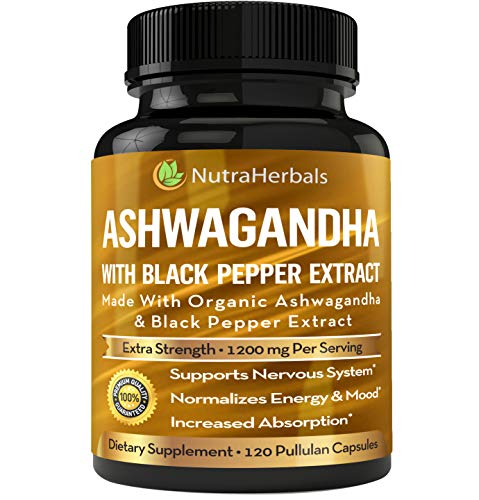 Product Cover Organic Ashwagandha Root Powder 1200mg - 120 Pullulan Organic Capsules - Ashwaganda Supplement - Black Pepper Extract for Increased Absorption