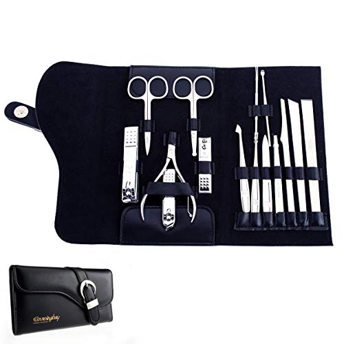 Product Cover Manicure Pedicure Set Nail Clippers - 15 Piece Grooming Stainless Steel Manicure Kit - tools for nail, Cutter Kits -Perfect gift for women, men with Portable Travel Case