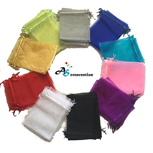 Product Cover A&S Creavention Organza Mixed Colors Jewelry Pouch Bags Display bags 10 Colors 100pcs (5x7