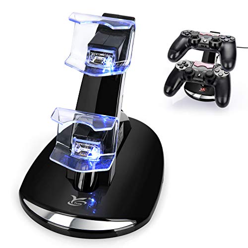 Product Cover PS4 Controller Charger, Y Team Playstation 4 / PS4 / PS4 Pro / PS4 Slim Controller Charger Charging Docking Station Stand.Dual USB Fast Charging Station & LED Indicator for Sony PS4 Controller--Black
