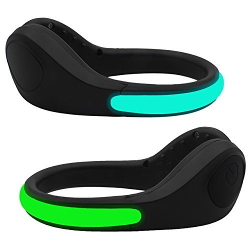 Product Cover LED Shoe Clip Lights (2 Pack) Reflective Safety Night Running Gear for Runners Joggers Bikers Walkers, Color Changing RGB Strobe and Steady Color Flash Mode, Water Resistant and Bonus Screw Driver