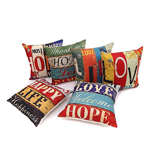 Product Cover HOSL PCom03 LOVE Series Decorative Cushion Cover Square Throw Pillow Case Set of 6 - LOVE and HOPE