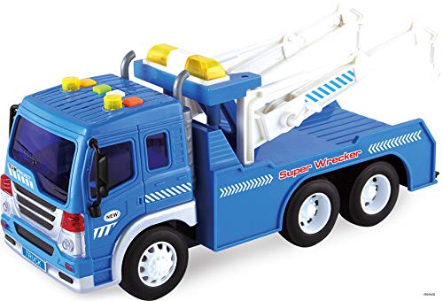 Product Cover Memtes Friction Powered Wrecker Tow Truck Toy with Lights and Sound for Kids