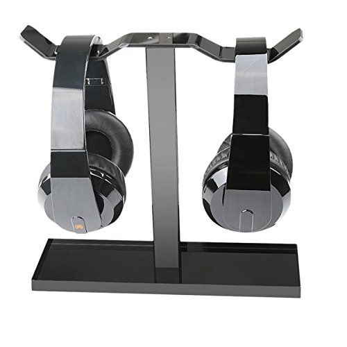 Product Cover Headphone Stand, MOCREO Acrylic Dual Balance Headset Stand Gaming Headphone Holder/Mount/Hanger, Desktop Headset Holder/Mount/Hanger, Extra Thick