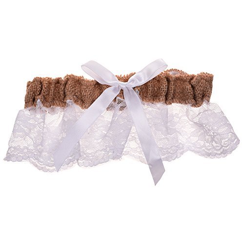 Product Cover BCP Burlap and White Lace Bowknot Bridal Wedding Garter