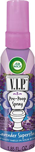 Product Cover Air Wick V.I.P. Pre-Poop Toilet Spray, Up to 100 uses, Contains Essential Oils, Lavender Superstar Scent, Travel size, 1.85 oz, Holiday Gifts, White Elephant gifts, Stocking Stuffers