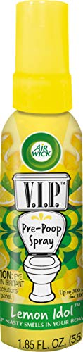 Product Cover Air Wick V.I.P. Pre-Poop Toilet Spray, Up to 100 uses, Contains Essential Oils, Lemon Idol Scent, Travel size, 1.85 oz, Holiday Gifts, White Elephant gifts, Stocking Stuffers