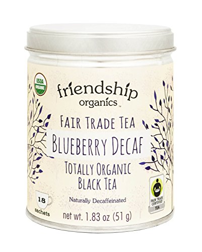 Product Cover Friendship Organics Blueberry Decaf Tea, Totally Organic and Fair Trade Decaffeinated Black Tea in Tagless Tea Bags (18 count)
