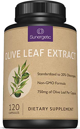 Product Cover Premium Olive Leaf Extract Capsules - Standardized to 20% Oleuropein - Super Strength Olive Leaf Exact Supplement Supports Immune System & Cardiovascular Health - 750mg Per Capsule - 120 Capsules
