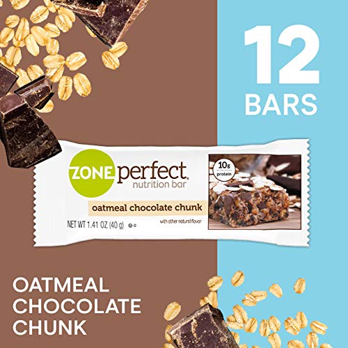 Product Cover ZonePerfect Protein Bars, Oatmeal Chocolate Chunk, Gluten-Free, 10g of Protein, Nutrition Bars With Vitamins & Minerals, Great Taste Guaranteed, 12 Bars