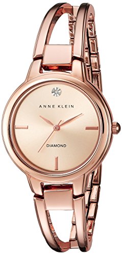 Product Cover Anne Klein Women's AK/2626RGRG Diamond-Accented Dial Rose Gold-Tone Open Bangle Watch