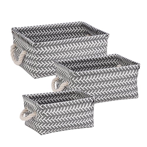 Product Cover Honey-Can-Do STO-06690 Zig Zag Set of Nesting Baskets with Handles, Set of 3-Pack, Dark Grey