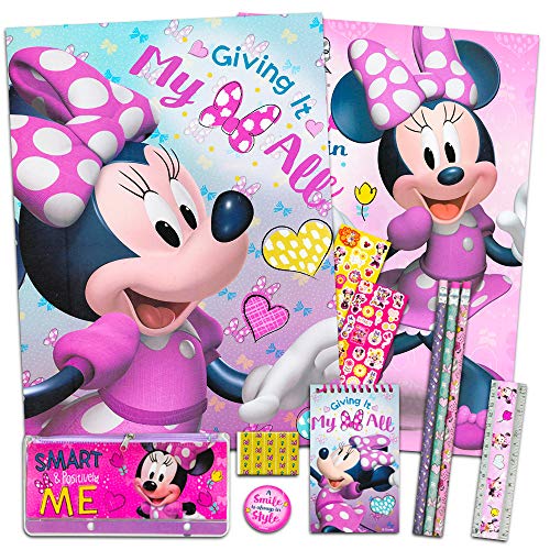 Product Cover Disney Minnie Mouse School Supplies Value Pack -- 10 Pc Set (2 Folders, Notebook, Pencils, Erasers and More)