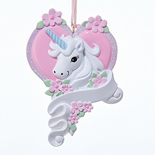 Product Cover Kurt Adler White Unicorn Horse with Pink Heart Christmas Ornament Holiday Decoration W8285