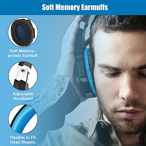 Product Cover Bengoo Gaming Headset For PS4 Professional 3.5mm PC LED Light Game Bass Headphones Stereo Noise Isolation Over-ear Headset Headband with Mic Microphone For PS4 Laptop Computer and Smart Phone