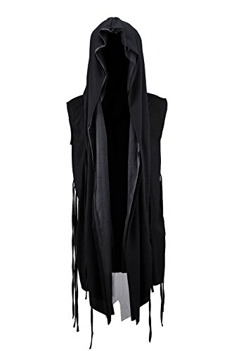 Product Cover ByTheR Men's Mesh Layerd String Detail Dark Gothic Sleeveless Hooded Cardigan