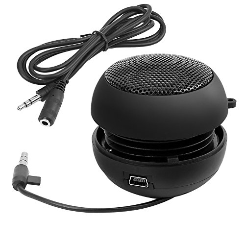 Product Cover Mini Hamburger Speaker Rechargeable with Extension Cord for MP3 Audio Laptop Cell Phone Tablet PC (Black)