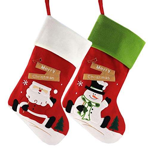 Product Cover WEWILL Classic Christmas Stockings Set of 2 Santa, Snowman Xmas Character 17-Inch (Style 1)