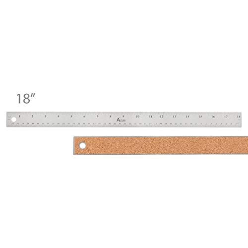 Product Cover Acurit Stainless Steel Ruler Cork Back Measuring Ruler, Used for Drafting, Measuring, Drawing, Art - 18 Inch Ruler